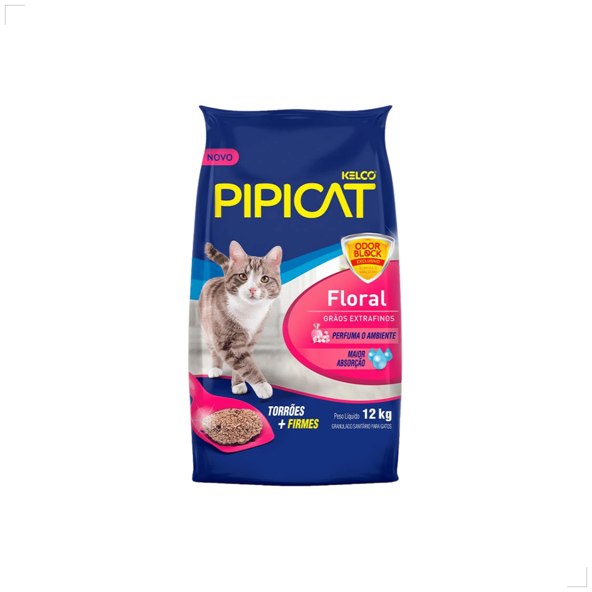 Pipicat Areia Higiênica para Gatos Floral 12kg Grão Extrafino