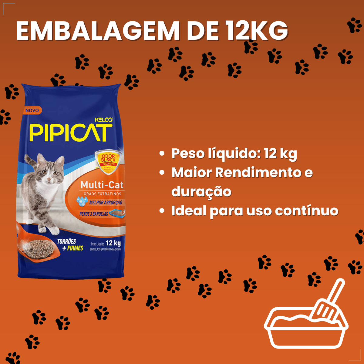 Areia Sanitária Kelco Pipicat Multi-Cat 12kg