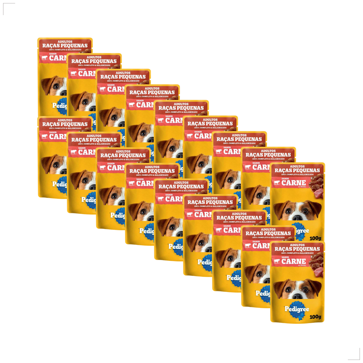Kit 18 Ração Úmida Pedigree Carne Cães Adultos Pequenos 100g