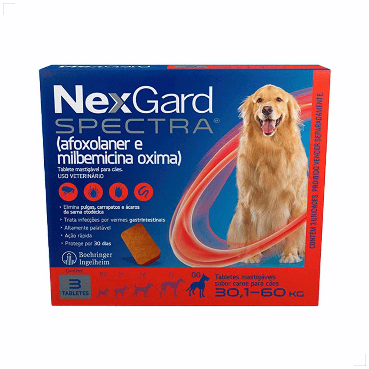 Antipulgas Nexgard Spectra para cães de 30 à 60kg 3 Comprimidos