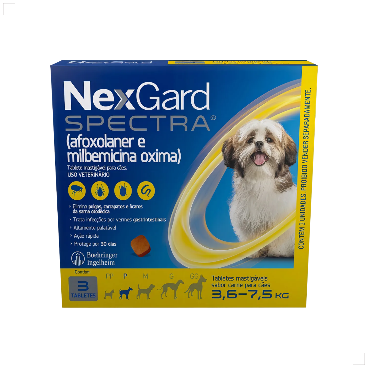 NexGard Antipulgas Spectra para cão 3,6kg a 7,5kg 3 Comprimidos