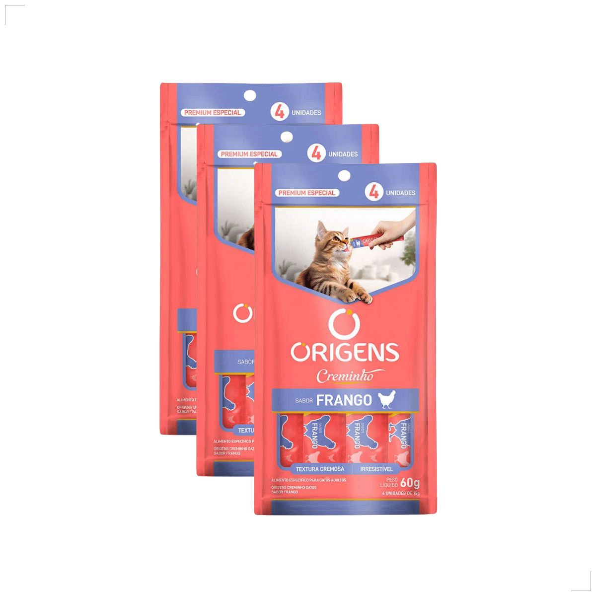 Kit 3 Petisco Origens Para Gatos Creminho 60g
