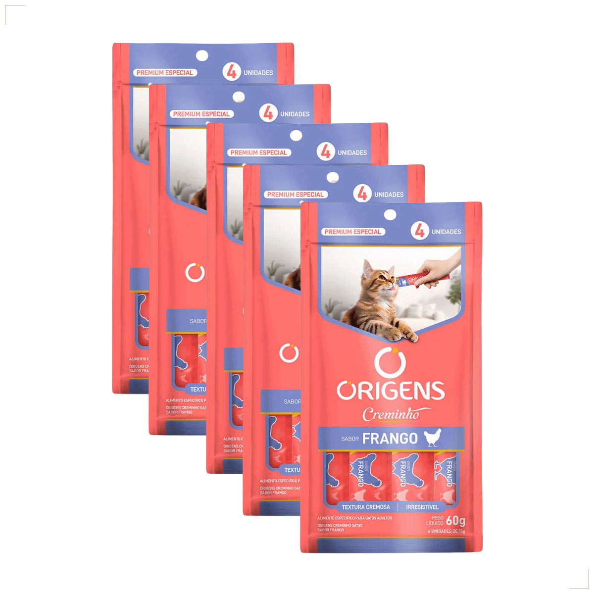 Kit 5 Petisco Origens Para Gatos Creminho 60g