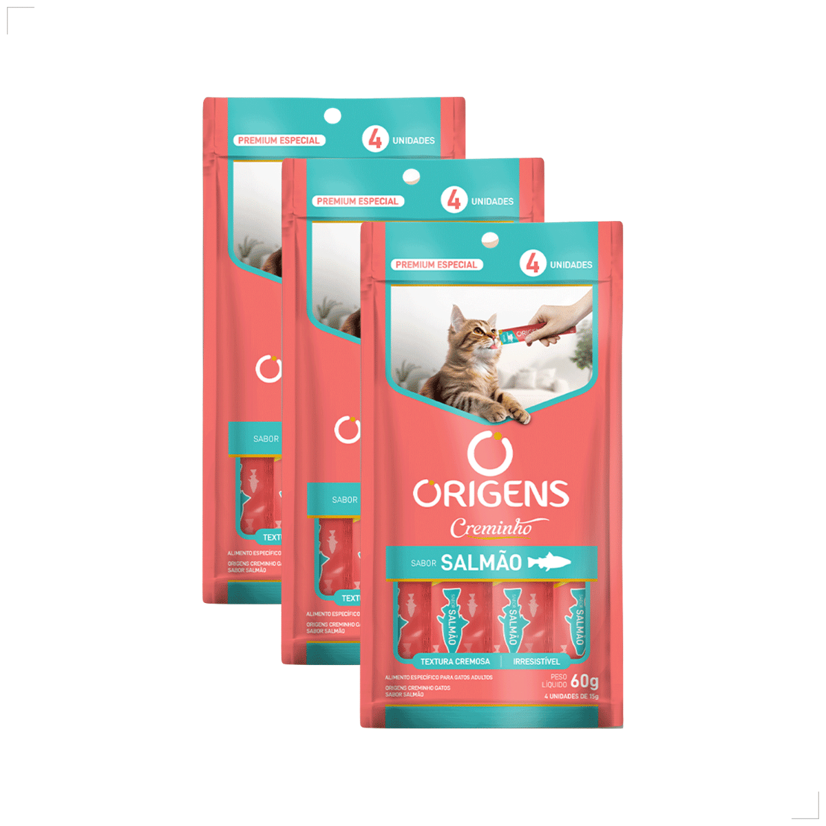 Kit 3 Petisco Origens Para Gatos Creminho 60g