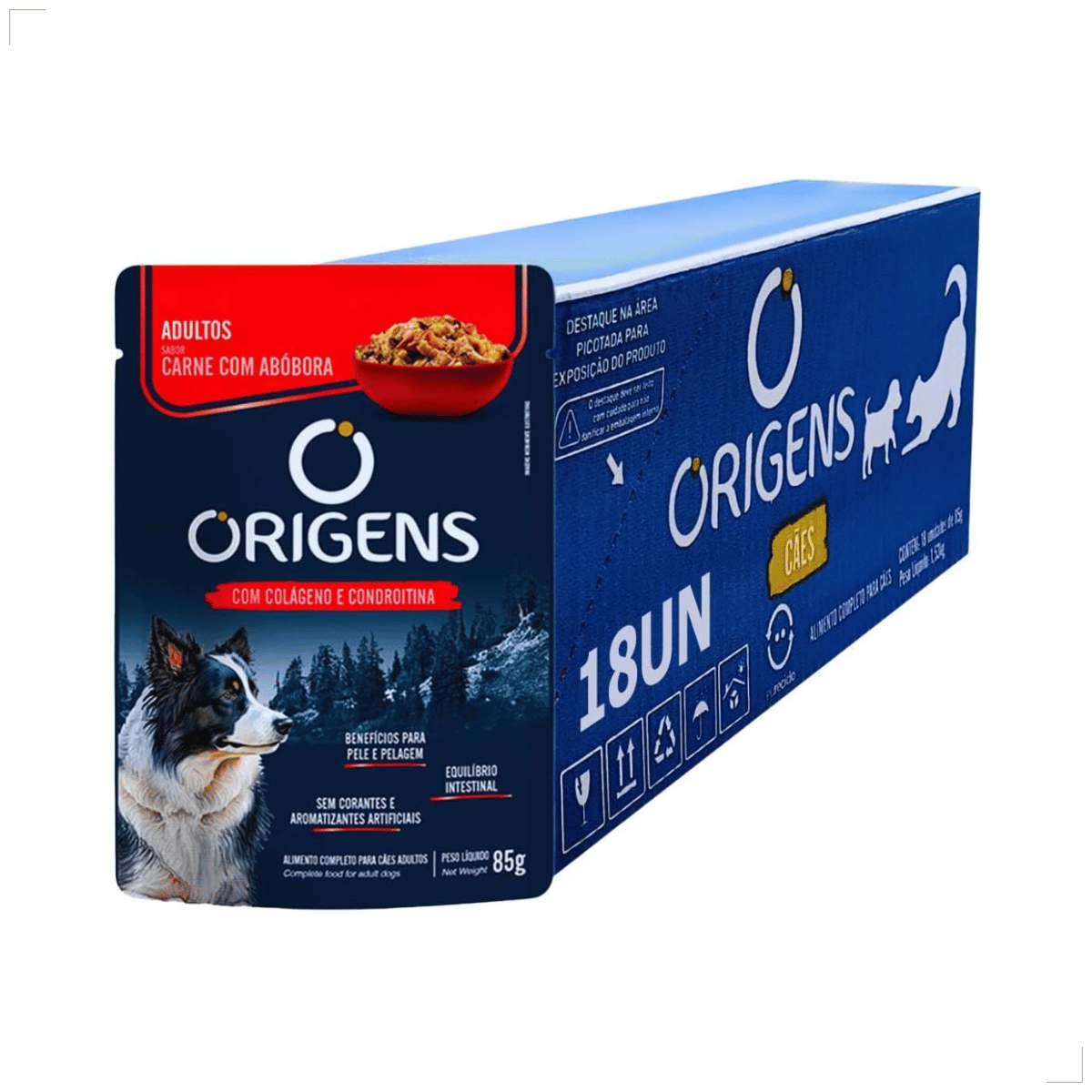 Kit 18 Ração Úmida Sachê Origens Cães Adulto Filhotes 85g