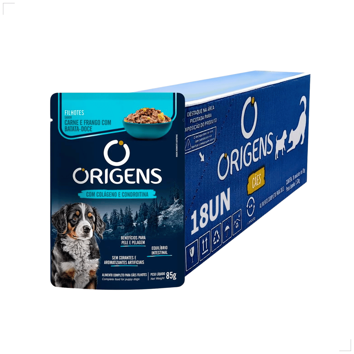 Kit 18 Ração Úmida Sachê Origens Cães Adulto Filhotes 85g
