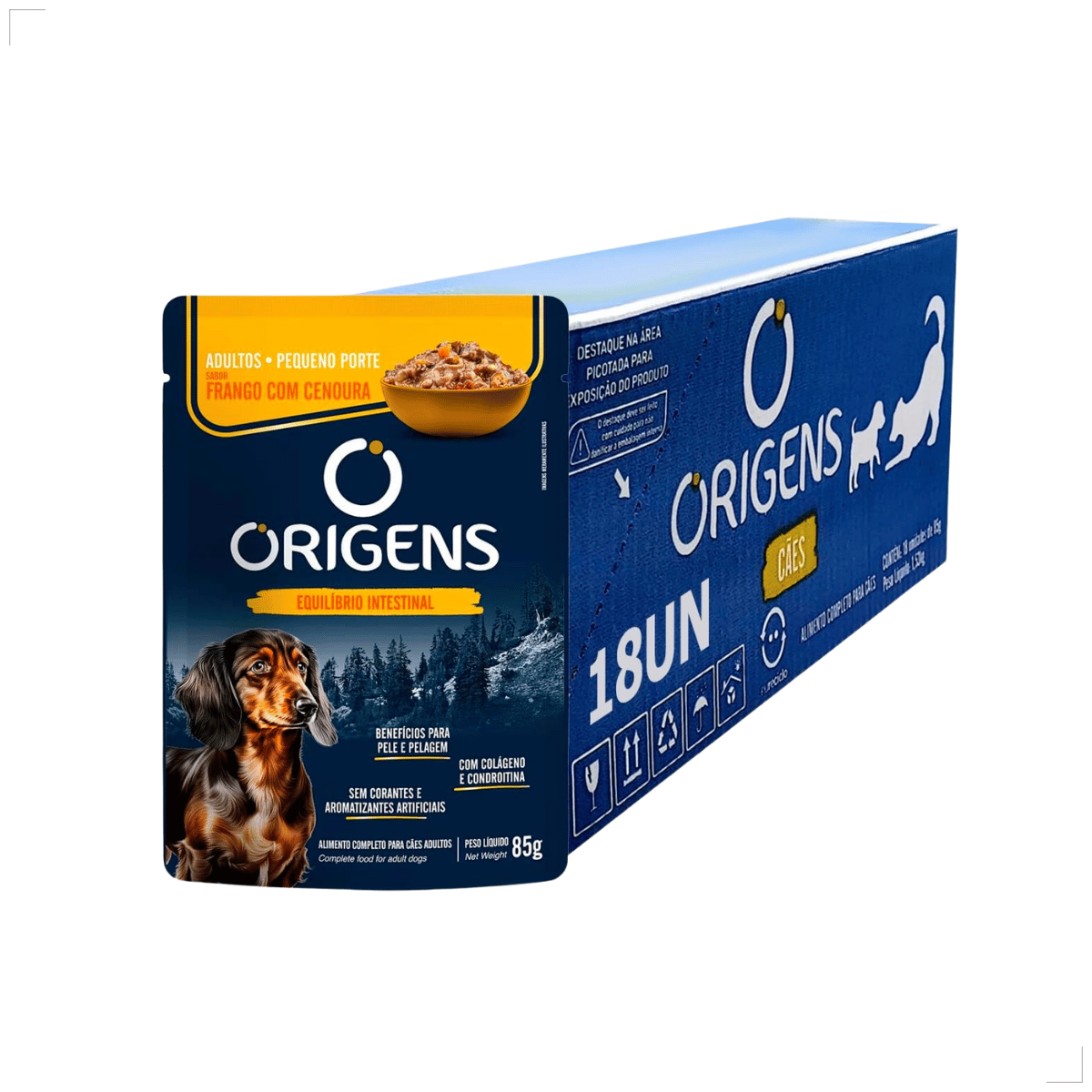 Kit 18 Ração Úmida Sachê Origens Cães Adulto Filhotes 85g