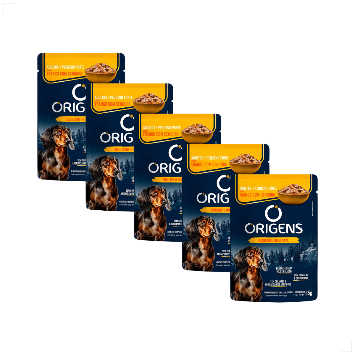 Kit 5 Ração Úmida Sachê Origens Cães Adulto Filhotes  85g
