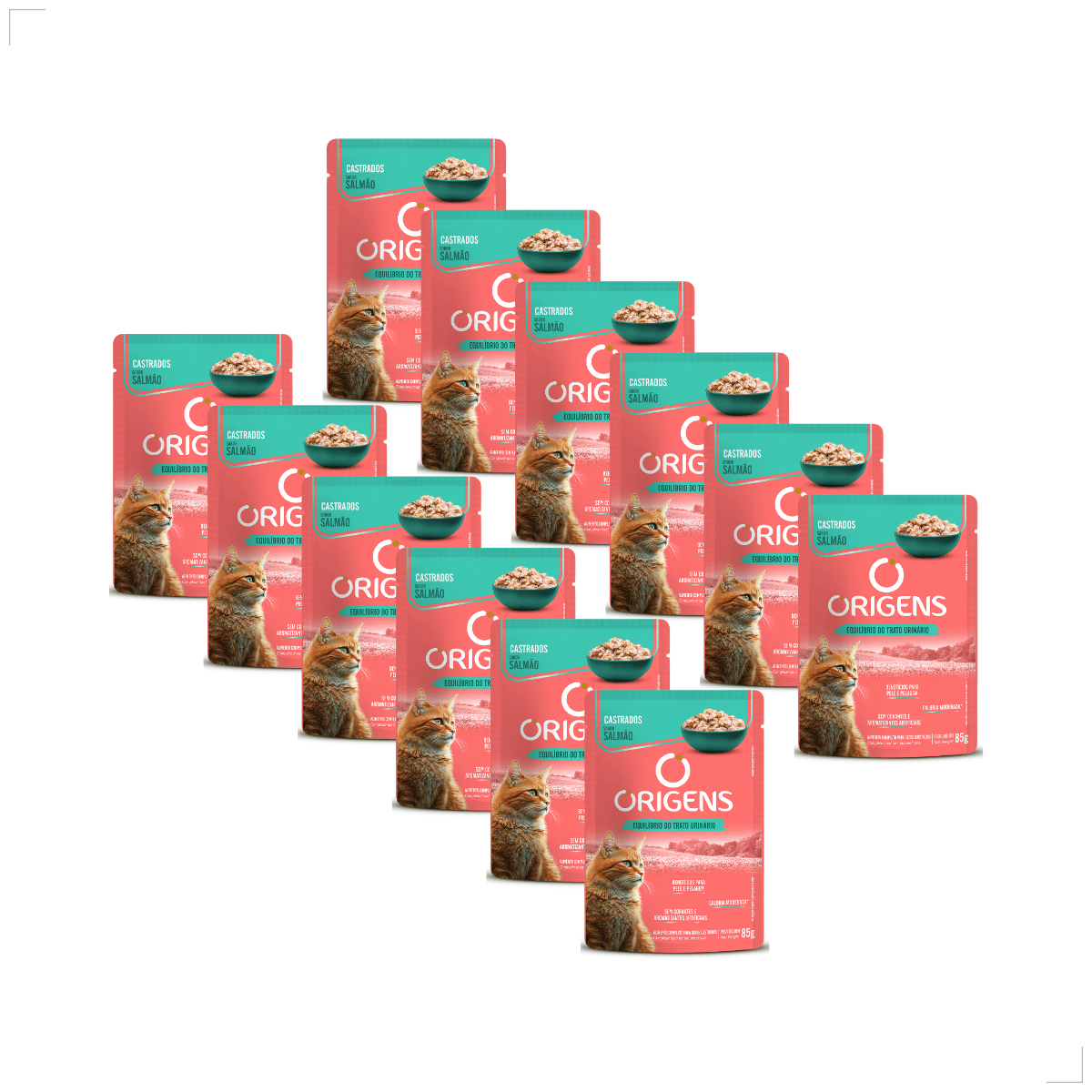 Kit 12 Ração Sachê Origens Gato Adulto Filhote Castrados 85g