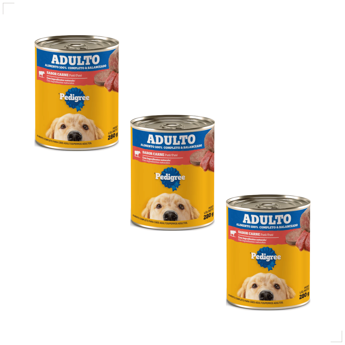 Kit 3 Ração Sache Úmida Lata Pedigree Cães 280g Patê Sabores