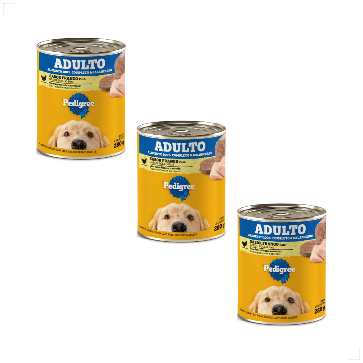 Kit 3 Ração Sache Úmida Lata Pedigree Cães 280g Patê Sabores