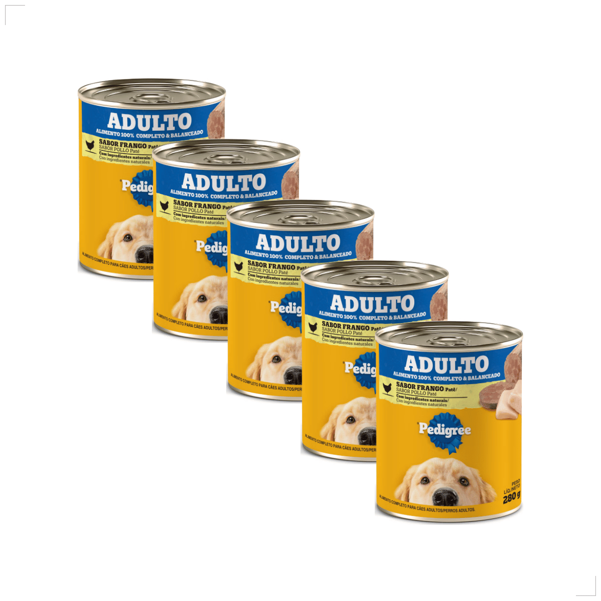 Kit 5 Ração Sache Úmida Lata Pedigree Cães 280g Patê Sabores