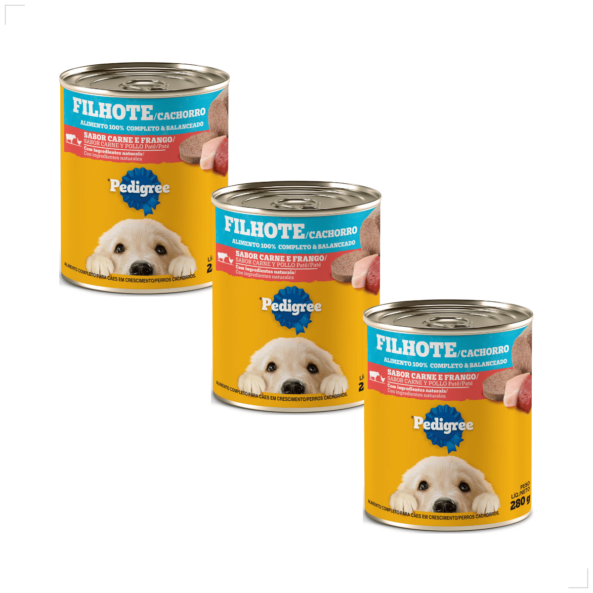 Kit 3 Ração Sache Úmida Lata Pedigree Cães 280g Patê Sabores