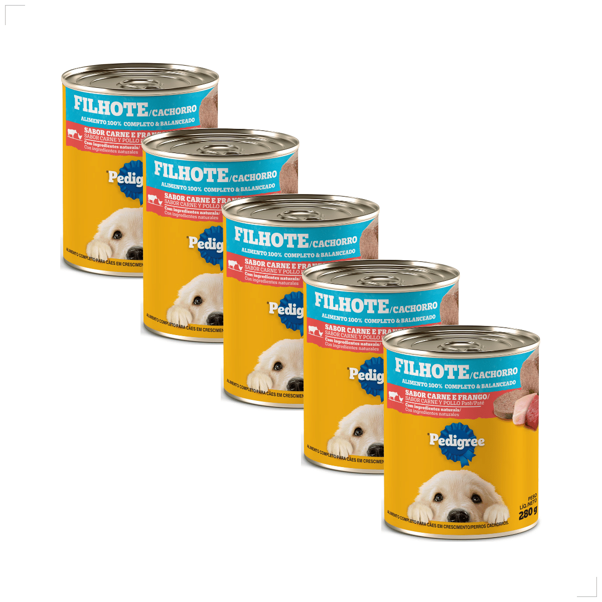 Kit 5 Ração Sache Úmida Lata Pedigree Cães 280g Patê Sabores