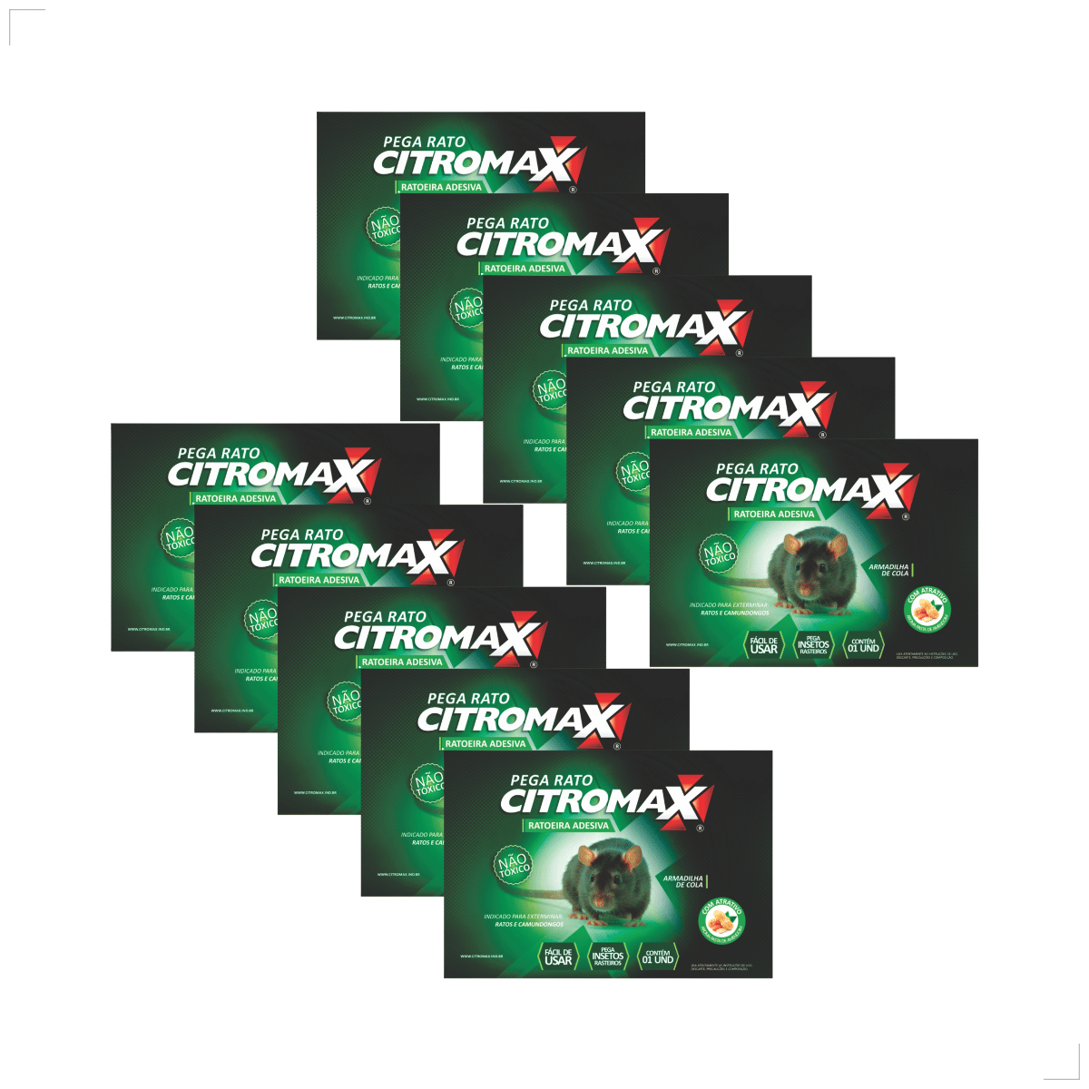 Kit 10 Ratoeira Adesiva Cola Pega Rato Atrativo Citromax