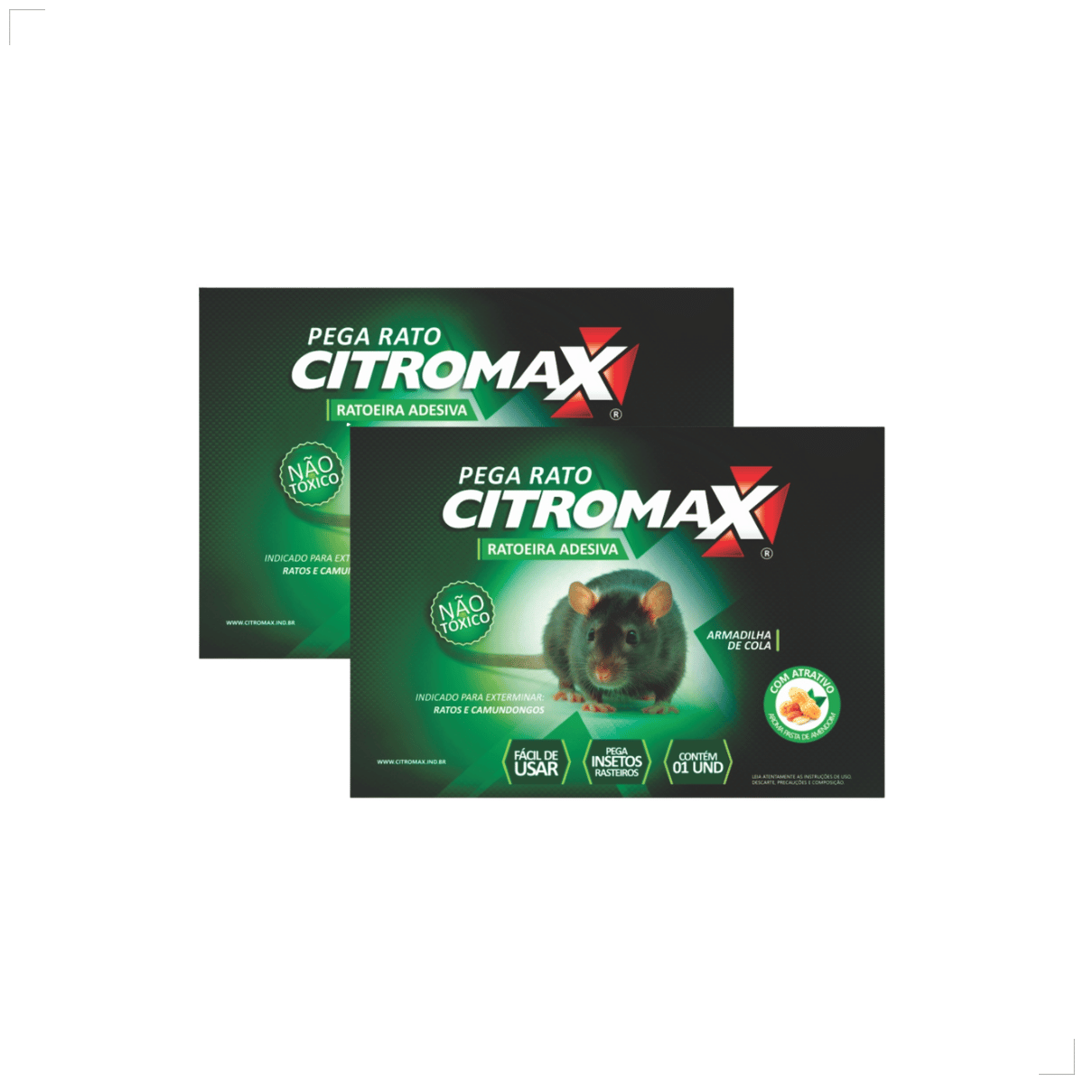Kit 2 Ratoeira Adesiva Cola Pega Rato Atrativo Citromax