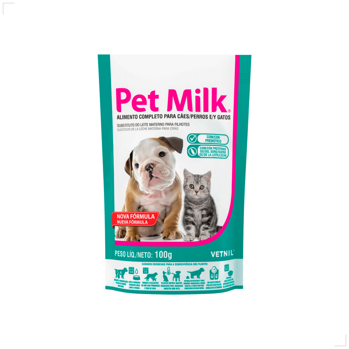 Pet Milk Substituto do leite materno para Cães e Gatos 100g