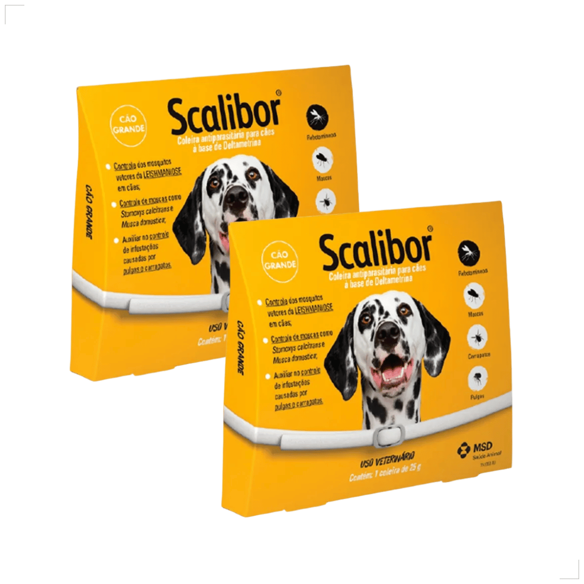 Kit 2 Coleira Scalibor Antipulgas Grande 65cm MSD