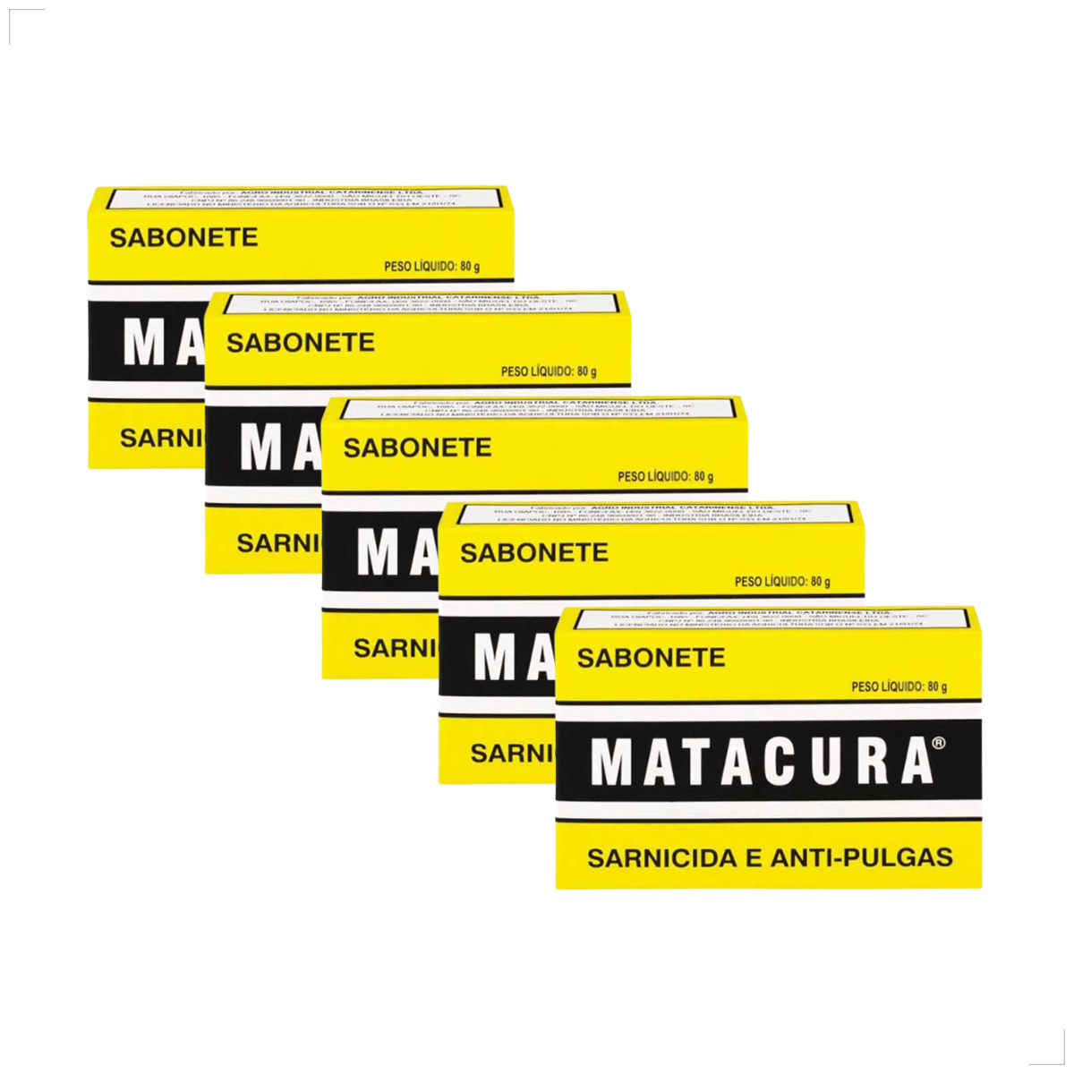 Kit 5 Sabonete Cão Sarnicida e Antipulgas Matacura 80g