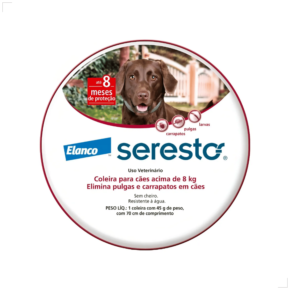 Coleira Antipulgas Carrapatos Elanco Seresto Caes Acima de 8kg