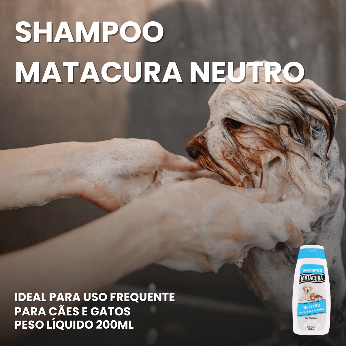 Shampoo Neutro Matacura para Cães e Gatos 200ml