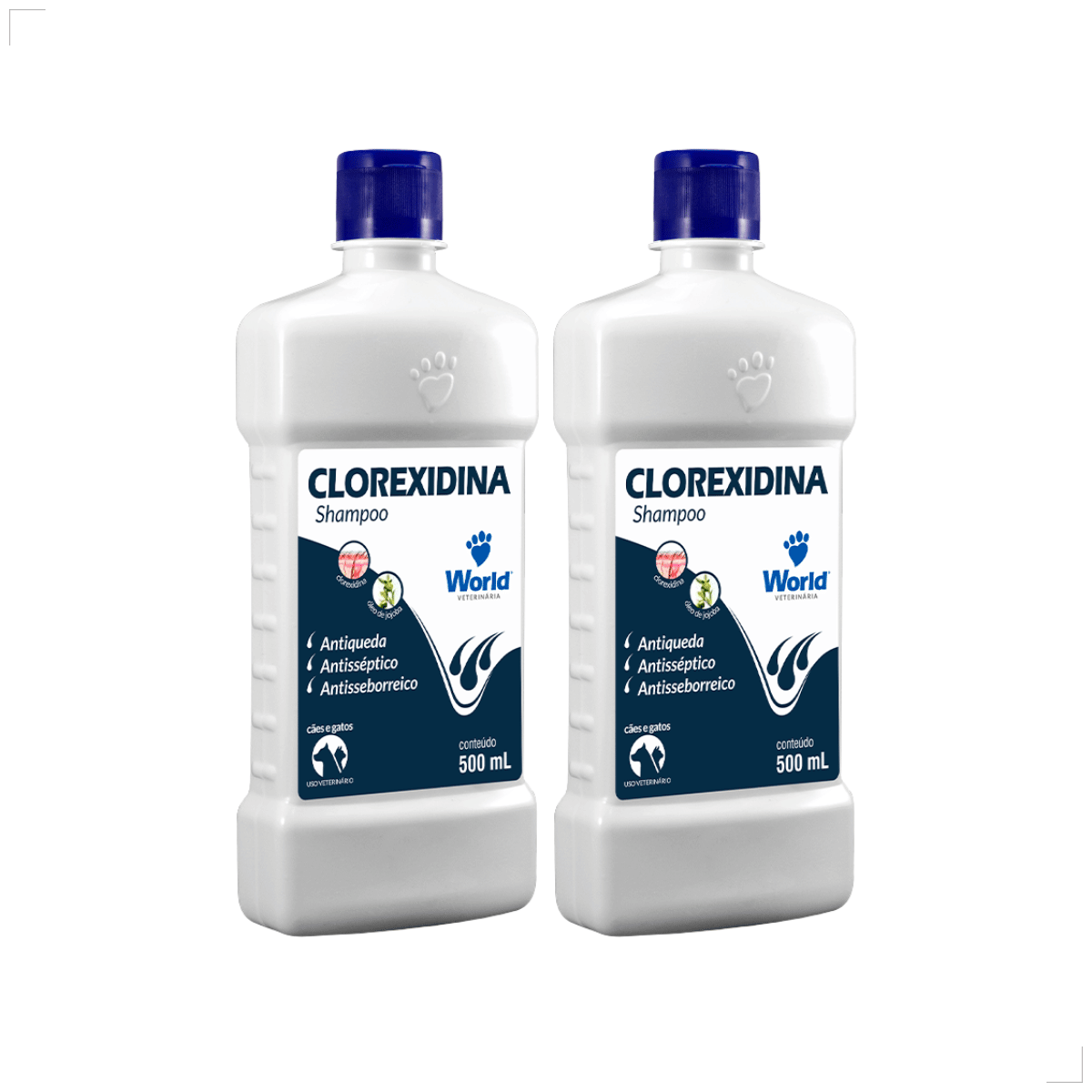 Kit 2 Shampoo Clorexidina Dugs Cães Anti Queda 500ml