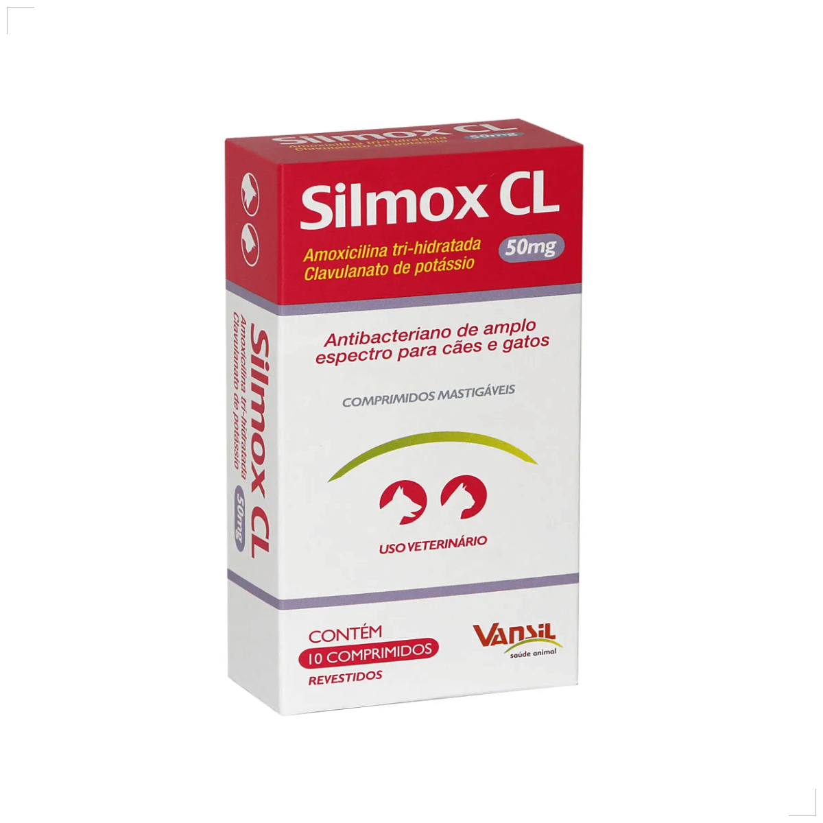 Silmox Cl Vansil 50mg 10 Comprimidos Para Cães e Gatos