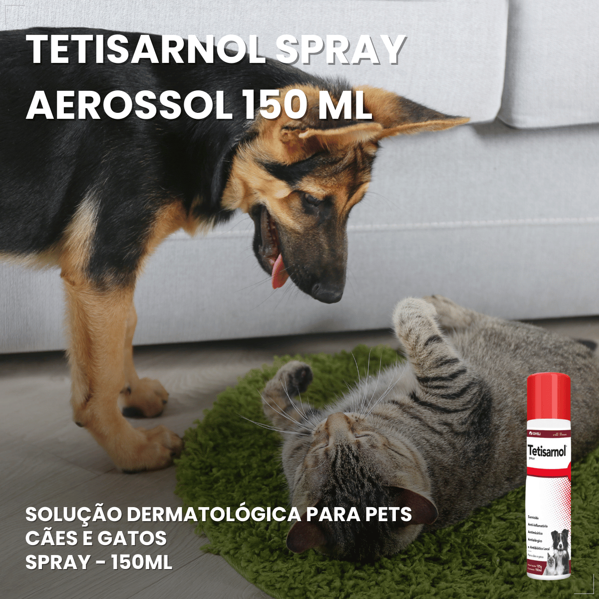 Tetisarnol Spray Dermatológico para Cães e Gatos 150ml