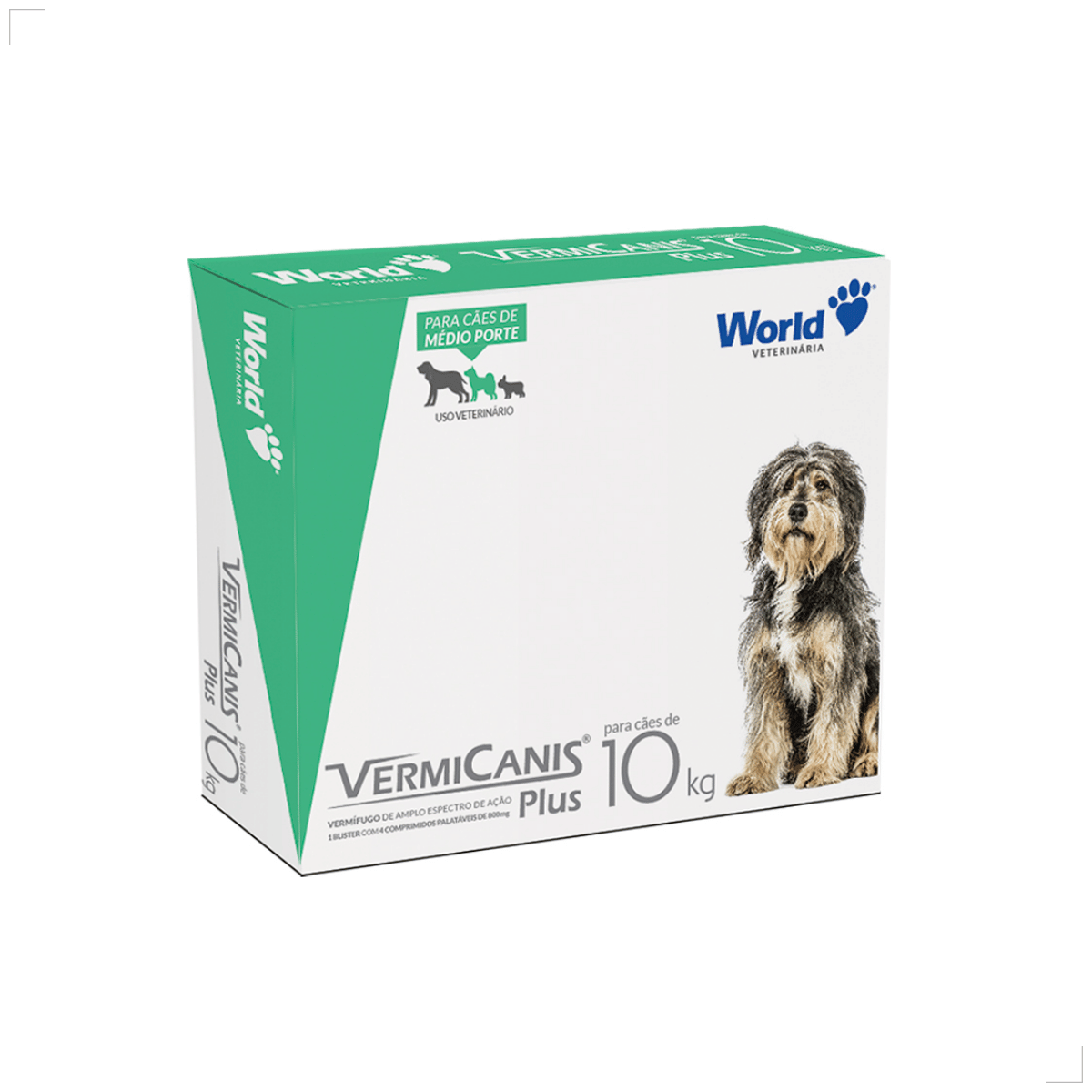 Vermífugo VermiCanis Plus 800mg 4 Comprimidos Cães 10kg