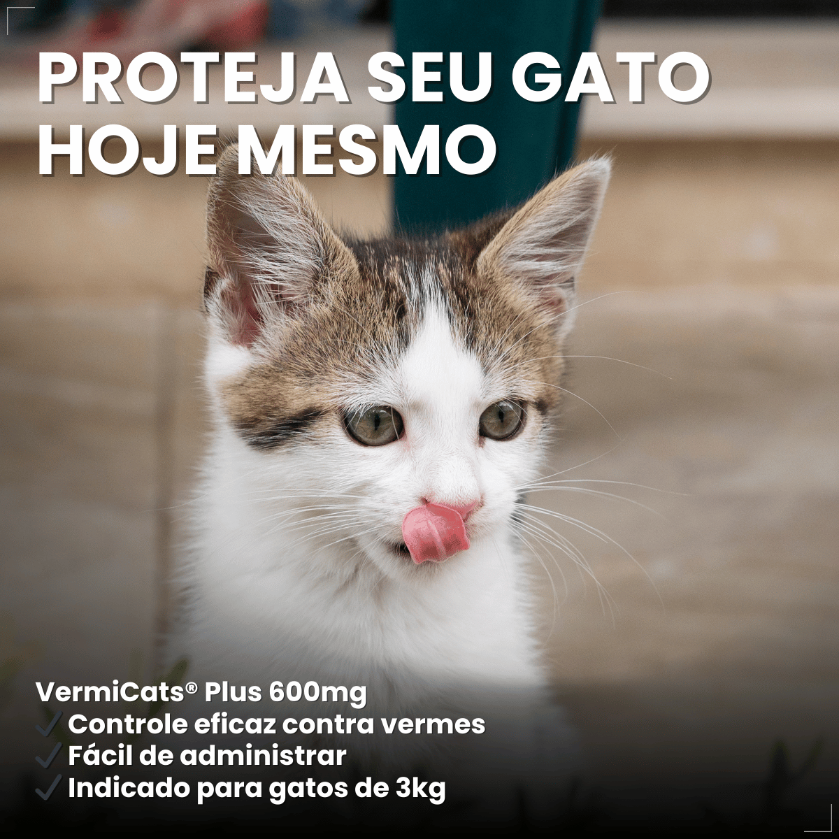 Vermífugo VermiCats Plus 4 Comprimidos Gatos 3kg