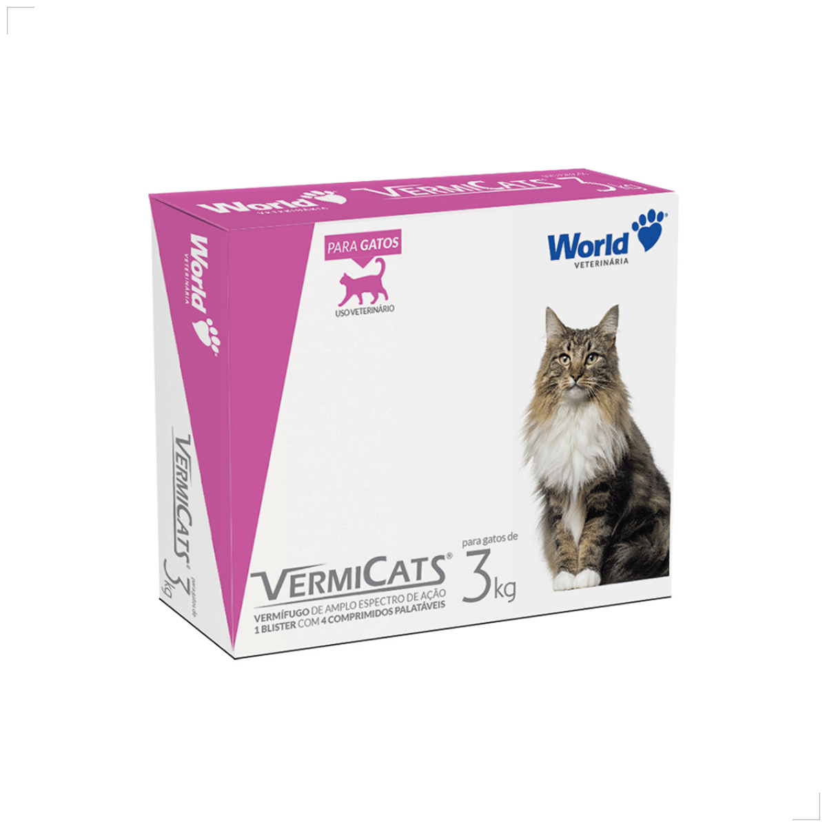 Vermífugo VermiCats Plus 4 Comprimidos Gatos 3kg