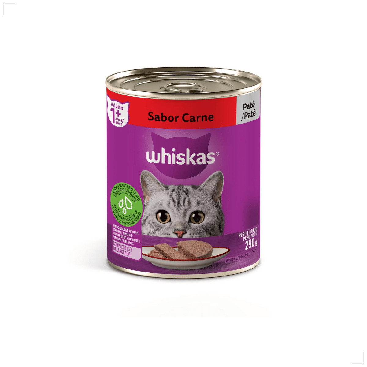 Ração Úmida para Gatos Adultos WHISKAS Lata Patê 290g