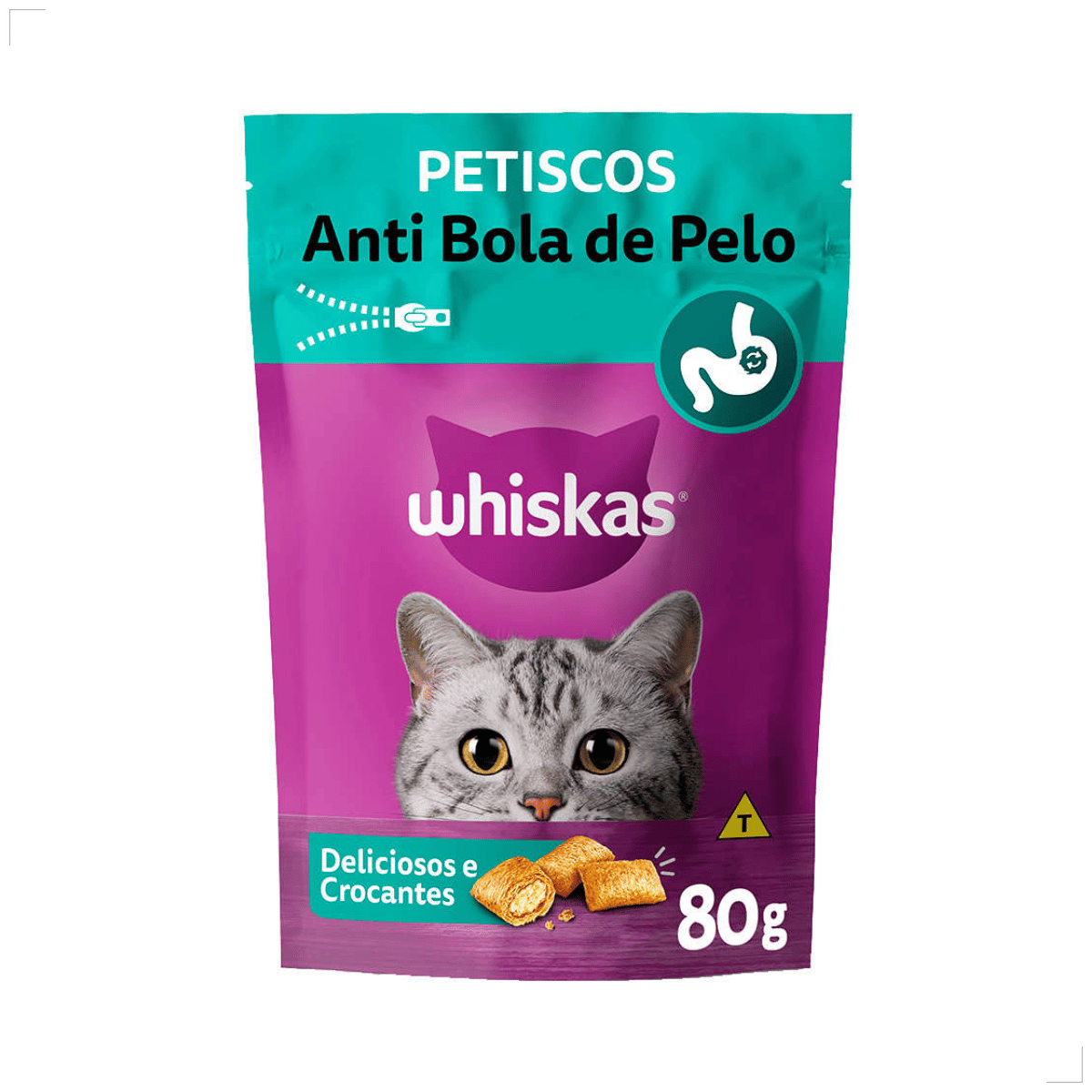 Petisco para Gatos Adultos WHISKAS Anti Bola de Pelo 80g